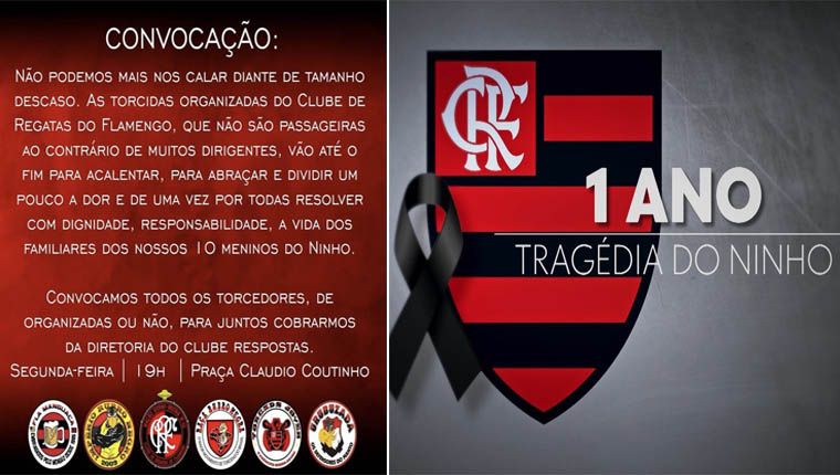 Torcidas organizadas do Flamengo convocam protesto em prol das vítimas do incêndio no Ninho