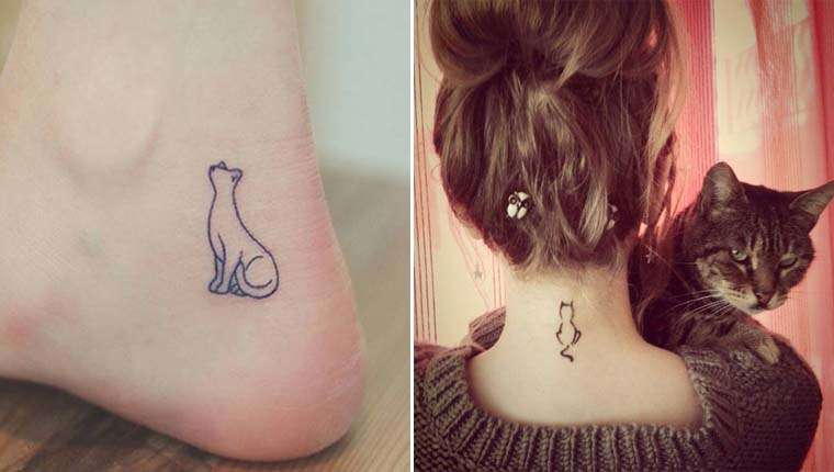 tatuagens minimalistas de gatinhos