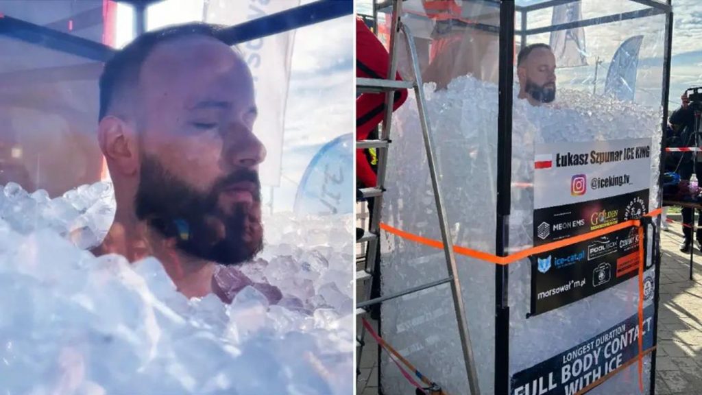 Homem passa quatro horas submerso no gelo para quebrar recorde
